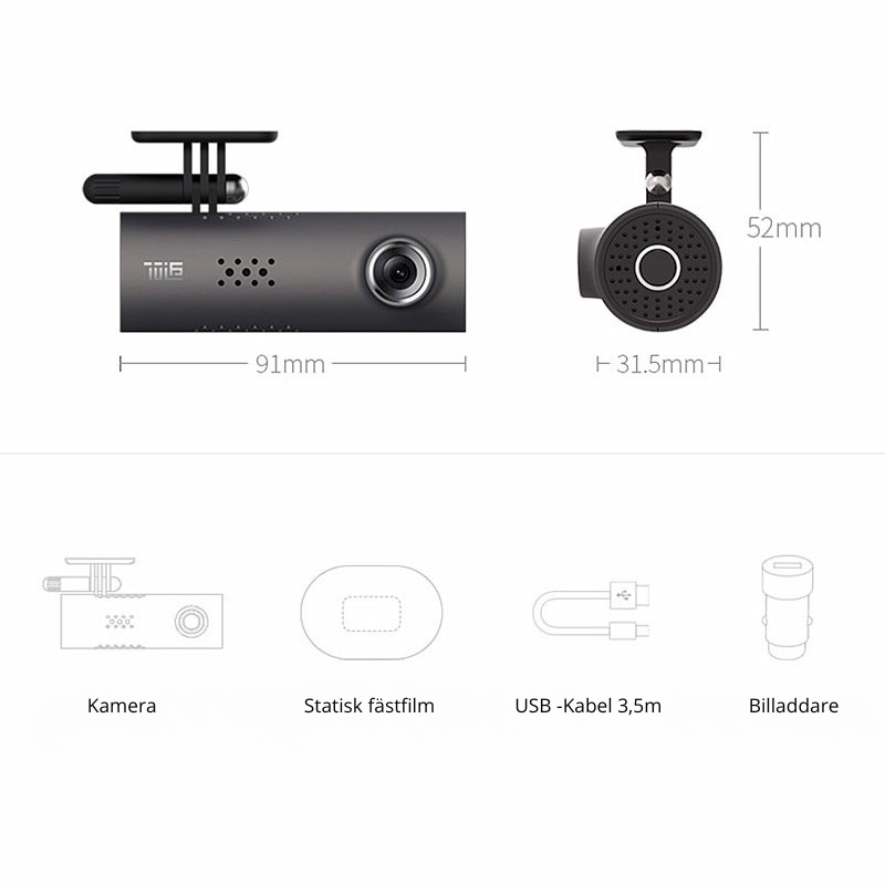 Trådlös Dashcam i 1080P HD